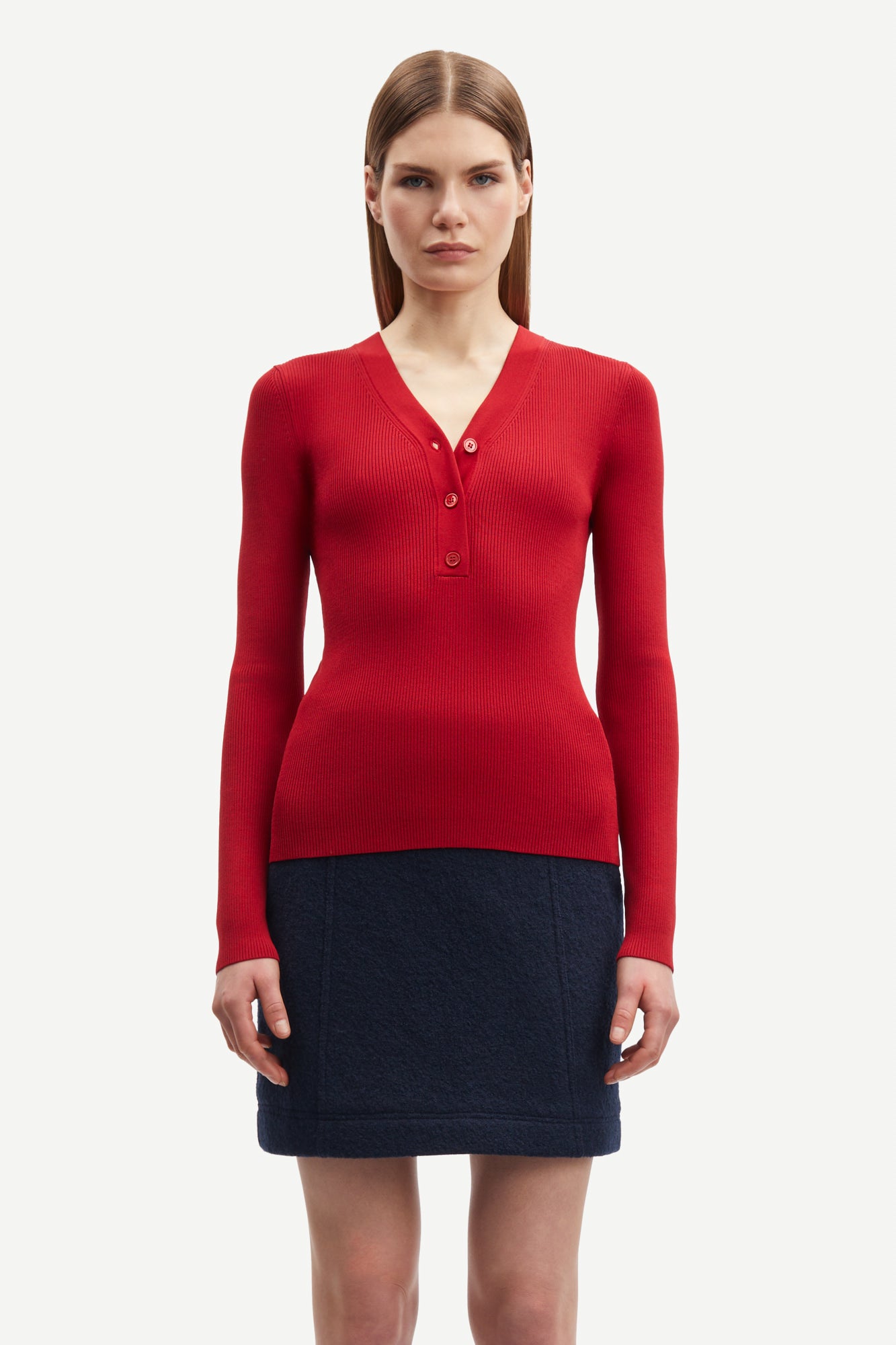 Saleonore V-neck bluse - Scarlet Sage